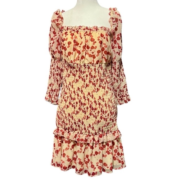 KEEPSAKE THE LABEL Charmed Puff Sleeve Smocked Square Neckline Floral Mini Dress - Picture 2 of 16